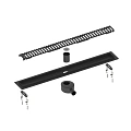Душевой лоток Timo Drain System 600 с вставкой "lines", Чёрный Душевой лоток Timo Drain System 600 с вставкой "lines", Чёрный
