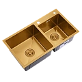 Кухонная мойка Splenka S706.7843.03 с двумя чашами из нержавеющей стали в базу от 80см, сатин золотой Кухонная мойка Splenka S706.7843.03 с двумя чашами из нержавеющей стали в базу от 80см, сатин золотой