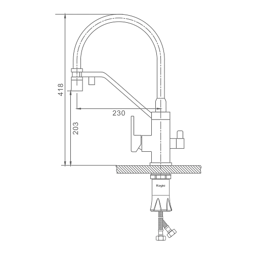 Смеситель для кухни Raglo R85.62.06 с гибким изливом с подключением к фильтру, черный Смеситель для кухни Raglo R85.62.06 с гибким изливом с подключением к фильтру, черный