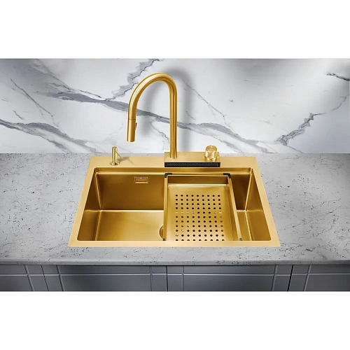 Кухонная мойка Milacio Denia 68 Steel (MC.77418) золото Кухонная мойка Milacio Denia 68 Steel (MC.77418) золото