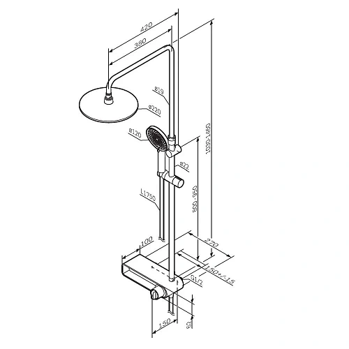 Душевая система AM.PM X-Joy F0785A600 верхний душ 220мм, хром Душевая система AM.PM X-Joy F0785A600 верхний душ 220мм, хром
