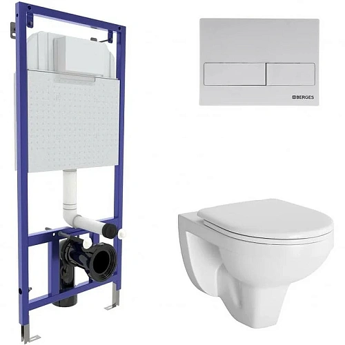 Комплект унитаза BERGES GAMMA с инсталляцией NOVUM525, кнопкой L4, с сиденьем микролифт, быстросъем 042428 Комплект унитаза BERGES GAMMA с инсталляцией NOVUM525, кнопкой L4, с сиденьем микролифт, быстросъем 042428