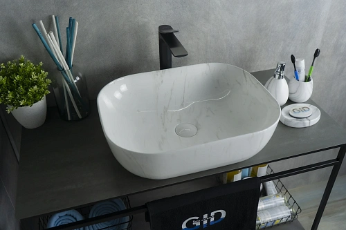 Раковина Gid K397D9 53322 накладная под камень глянцевая 50x40x14 Раковина Gid K397D9 53322 накладная под камень глянцевая 50x40x14