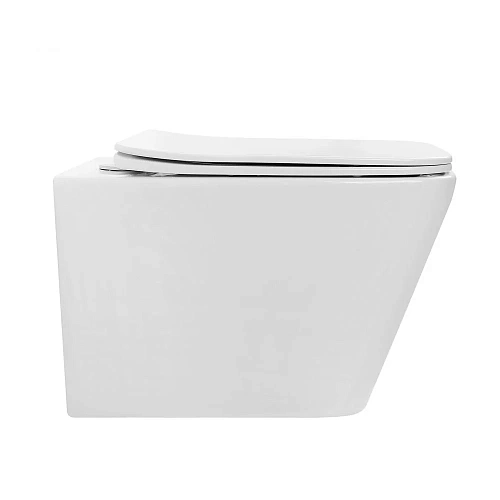 Унитаз подвесной ABBER Rechteck AC1201T белый, безободковый, смыв торнадо с крышкой микролифт Унитаз подвесной ABBER Rechteck AC1201T белый, безободковый, смыв торнадо с крышкой микролифт