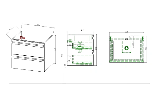 Тумба с раковиной Aquatek ВЕГА 60см AQ77060-LG серый туман, подвесная Тумба с раковиной Aquatek ВЕГА 60см AQ77060-LG серый туман, подвесная