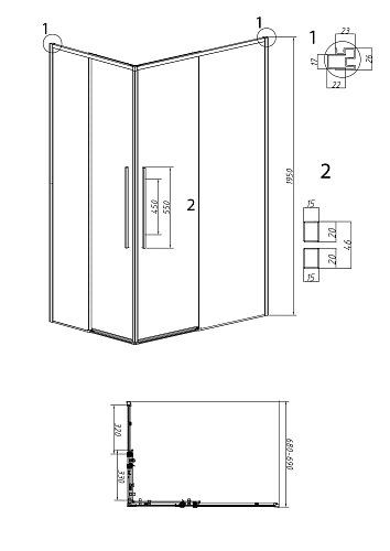 Душевая дверь GROSSMAN Galaxy 1/2.K33.01.70.10.02 (70x195) хром, стекло шиншилла Душевая дверь GROSSMAN Galaxy 1/2.K33.01.70.10.02 (70x195) хром, стекло шиншилла