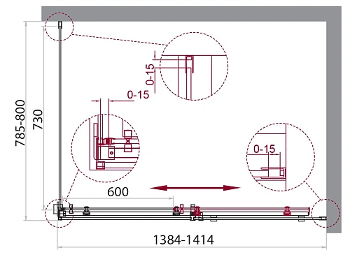 Душевой уголок BelBagno ACQUA-AH-1-140/80-C-Cr Душевой уголок BelBagno ACQUA-AH-1-140/80-C-Cr