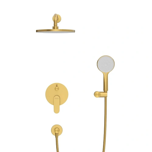Душевая система CEZARES STYLUS-DSET-BORO встраиваемая, со шлангом, с держателем, брашированное золото Душевая система CEZARES STYLUS-DSET-BORO встраиваемая, со шлангом, с держателем, брашированное золото