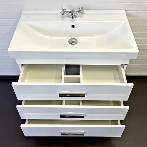 Тумба с раковиной Comforty Никосия-80Н 00-00011162 белый глянец раковина Fest 80 Тумба с раковиной Comforty Никосия-80Н 00-00011162 белый глянец раковина Fest 80