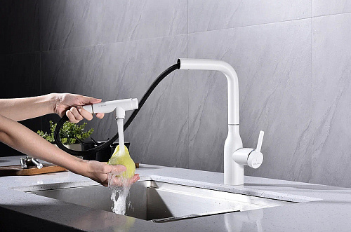 Смеситель для кухни Paulmark VIPER белый матовый Vi213105-WH Смеситель для кухни Paulmark VIPER белый матовый Vi213105-WH