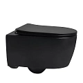 Унитаз подвесной ABBER Bequem AC1104MB черный матовый, безободковый с крышкой микролифт Унитаз подвесной ABBER Bequem AC1104MB черный матовый, безободковый с крышкой микролифт