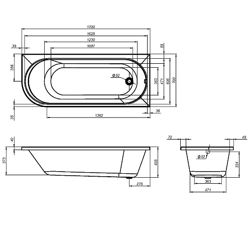 Акриловая ванна AM.PM X-Joy W94A-170R70W-A угловая правосторонняя 170x70 см Акриловая ванна AM.PM X-Joy W94A-170R70W-A угловая правосторонняя 170x70 см