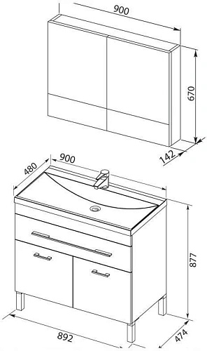 Комплект мебели Aquanet Верона 90 белый (напольный 1 ящик 2 дверцы) 00287661 Комплект мебели Aquanet Верона 90 белый (напольный 1 ящик 2 дверцы) 00287661