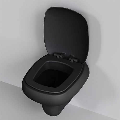 Унитаз подвесной Diamond 123T20201R (530x405x375) матовый черный безободковый с толстой крышкой 123T20201R-122T20201 Унитаз подвесной Diamond 123T20201R (530x405x375) матовый черный безободковый с толстой крышкой 123T20201R-122T20201
