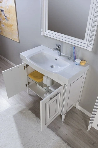 Тумба под раковину Aquanet Паола 120 белый/серебро 00181763 Тумба под раковину Aquanet Паола 120 белый/серебро 00181763