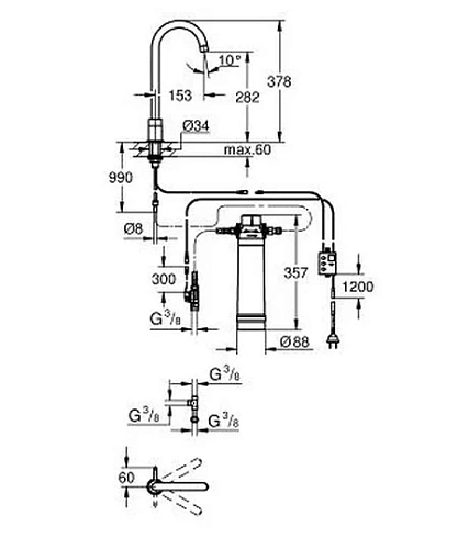 Кран GROHE Blue с вентилем для фильтрованной воды с комплектом для подключения, хром (31301001) Кран GROHE Blue с вентилем для фильтрованной воды с комплектом для подключения, хром (31301001)