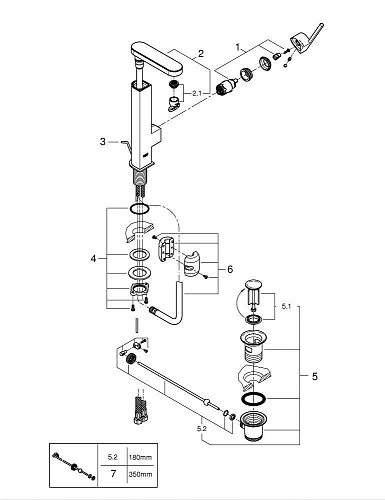 Смеситель для раковины GROHE Plus со сливным гарнитуром, выдвижной излив, L-Size (23843003) Смеситель для раковины GROHE Plus со сливным гарнитуром, выдвижной излив, L-Size (23843003)