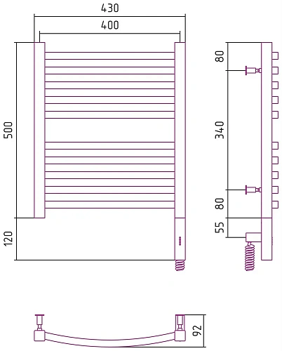 Полотенцесушитель электрический Сунержа Аркус 3.0 500х400 МЭМ правый 00-5705-5040 Без покрытия Полотенцесушитель электрический Сунержа Аркус 3.0 500х400 МЭМ правый 00-5705-5040 Без покрытия