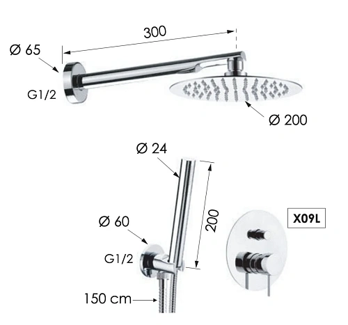 Душевая система Remer X Style X09S02 Душевая система Remer X Style X09S02