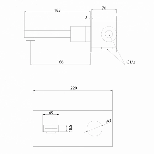 Смеситель для раковины ABBER Rund AF8712G скрытого монтажа, золото матовое Смеситель для раковины ABBER Rund AF8712G скрытого монтажа, золото матовое