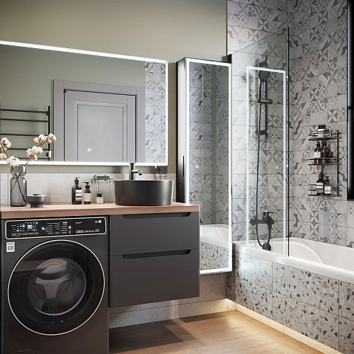 Тумба с раковиной STWORKI Берген 60 серая с темной столешницей 122, с раковиной на выбор, L 549640 Тумба с раковиной STWORKI Берген 60 серая с темной столешницей 122, с раковиной на выбор, L 549640