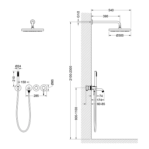Душевая система Timo Saona SX-2348/17SM встраиваемая золото матовое Душевая система Timo Saona SX-2348/17SM встраиваемая золото матовое