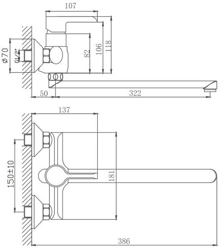 Смеситель для ванны Haiba HB22805-8, белый Смеситель для ванны Haiba HB22805-8, белый