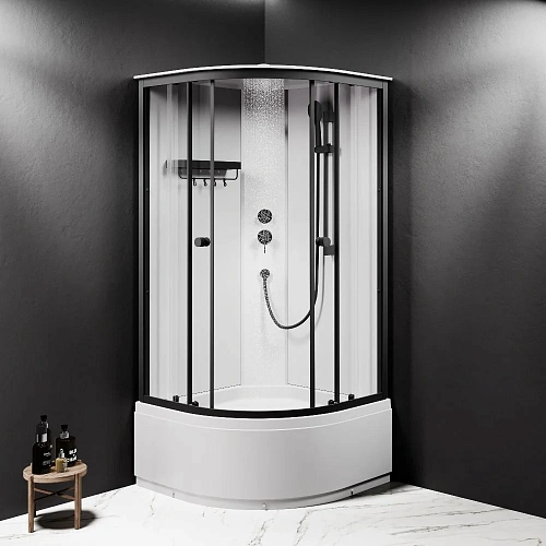 Душевая кабина AM.PM X-Joy W94C-401A-090BT 90x90, четверть круга, профиль черный матовый, стекло прозрачное Душевая кабина AM.PM X-Joy W94C-401A-090BT 90x90, четверть круга, профиль черный матовый, стекло прозрачное