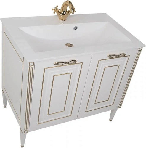 Тумба под раковину Aquanet Паола 90 белый/золото 00186116 Тумба под раковину Aquanet Паола 90 белый/золото 00186116