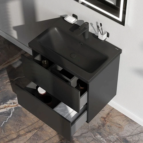 Тумба под раковину AM.PM Gem M90FHX06022BM подвесная, 60 см push-to-open, черный матовый Тумба под раковину AM.PM Gem M90FHX06022BM подвесная, 60 см push-to-open, черный матовый