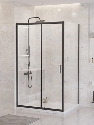 Душевой уголок BelBagno UNO-195-AH-1-110/80-C-NERO 110x80 см, профиль черный, стекло прозрачное Душевой уголок BelBagno UNO-195-AH-1-110/80-C-NERO 110x80 см, профиль черный, стекло прозрачное