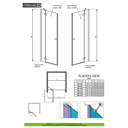Душевая дверь Radaway Fuenta New DWJ 110R 1100x2000 Хром/прозрачное/6mm 384015-01-01R Душевая дверь Radaway Fuenta New DWJ 110R 1100x2000 Хром/прозрачное/6mm 384015-01-01R