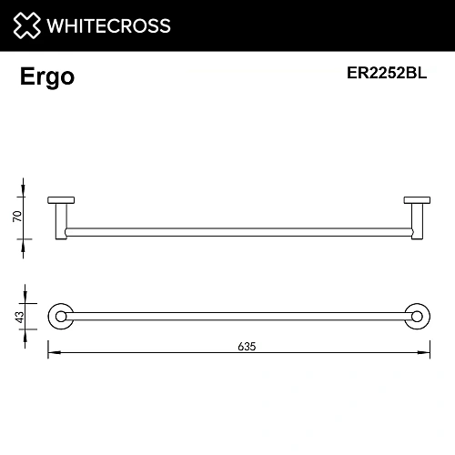 Полотенцедержатель WHITECROSS Ergo ER2252BL черный матовый 600 мм. Полотенцедержатель WHITECROSS Ergo ER2252BL черный матовый 600 мм.