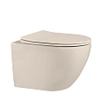 Унитаз подвесной ABBER Bequem AC1101MBE светло-бежевый матовый, безободковый с крышкой микролифт Унитаз подвесной ABBER Bequem AC1101MBE светло-бежевый матовый, безободковый с крышкой микролифт