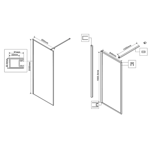 Душевая перегородка Vincea Walk-In VSW-1HP900GFB 900x2000 черный матовый, стекло матовое тонированное Душевая перегородка Vincea Walk-In VSW-1HP900GFB 900x2000 черный матовый, стекло матовое тонированное