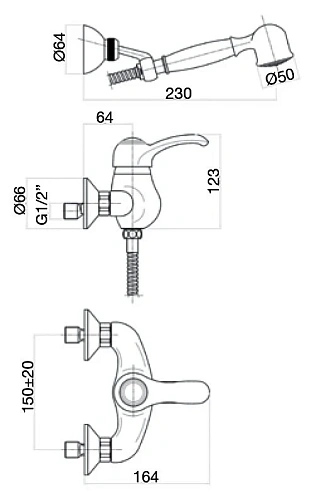 Смеситель для душа Webert Armony AU870101060, медь Смеситель для душа Webert Armony AU870101060, медь