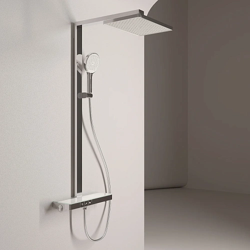 Душевая система Sancos Vos SC6100CH с термостатом, изливом, полкой, шлангом 1,5 м, верхним и ручным душем, хром Душевая система Sancos Vos SC6100CH с термостатом, изливом, полкой, шлангом 1,5 м, верхним и ручным душем, хром