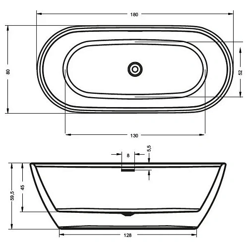 Акриловая ванна Riho Inspire FS BD0200500000000 180х80 Акриловая ванна Riho Inspire FS BD0200500000000 180х80