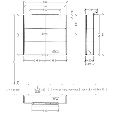 Зеркальный шкаф Villeroy & Boch My View One A4398000 (A439 80 00) 80.7х81 Зеркальный шкаф Villeroy & Boch My View One A4398000 (A439 80 00) 80.7х81