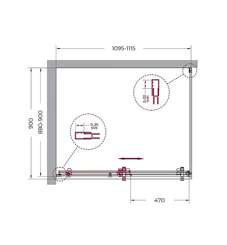 Душевой уголок BelBagno MARINO-AH-1-110/90-C-Cr Душевой уголок BelBagno MARINO-AH-1-110/90-C-Cr