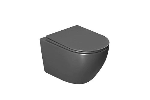 Унитаз подвесной Vincea Globo VT1-14TMA Tornado, антрацит матовый, ультратонкое soft-close сиденье Унитаз подвесной Vincea Globo VT1-14TMA Tornado, антрацит матовый, ультратонкое soft-close сиденье