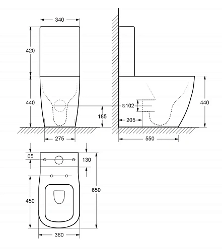 Унитаз напольный CEZARES LUX CZR-159-CPR/CZR-159-SC безободковый с сиденьем Унитаз напольный CEZARES LUX CZR-159-CPR/CZR-159-SC безободковый с сиденьем