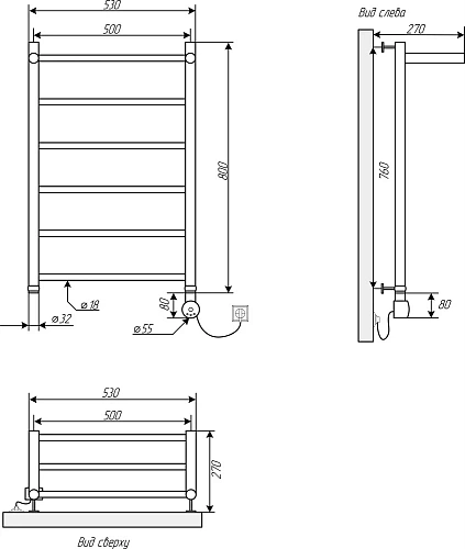 Полотенцесушитель электрический EWRIKA Сафо FP 80х50 R, белый 537293 Полотенцесушитель электрический EWRIKA Сафо FP 80х50 R, белый 537293