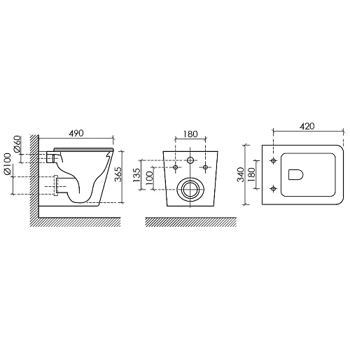 Унитаз подвесной Ceramica Nova Union CN4009TMB безободковый, смыв торнадо Унитаз подвесной Ceramica Nova Union CN4009TMB безободковый, смыв торнадо
