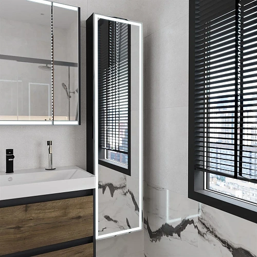 Шкаф-пенал STWORKI Кронборг МВК077 40, с подсветкой, черный 541673 Шкаф-пенал STWORKI Кронборг МВК077 40, с подсветкой, черный 541673