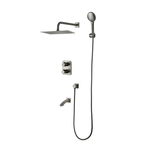 Душевая система Lemark Bronx LM3742GM термостатическая, встраиваемая, графит Душевая система Lemark Bronx LM3742GM термостатическая, встраиваемая, графит