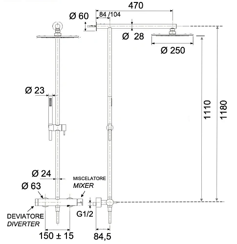 Душевая система Remer X Style INOX SSX37UFM25, нержавеющая сталь Душевая система Remer X Style INOX SSX37UFM25, нержавеющая сталь