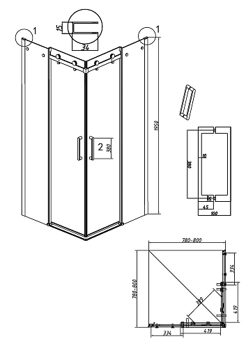 Душевой уголок GROSSMAN Classic 300.K33.04.8080.10.00 (80x80x195) квадрат,раздвижная,хром,стекло прозрачное Душевой уголок GROSSMAN Classic 300.K33.04.8080.10.00 (80x80x195) квадрат,раздвижная,хром,стекло прозрачное