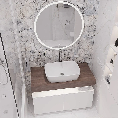 Комплект мебели STWORKI Ольборг 100 столешница дуб карпентер, без отверстий, 2 тумбы 50, с раковиной 536463 Комплект мебели STWORKI Ольборг 100 столешница дуб карпентер, без отверстий, 2 тумбы 50, с раковиной 536463