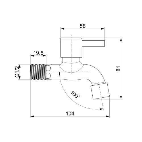 Кран Splenka S249.71 для бани и сауны угловой, сатин Кран Splenka S249.71 для бани и сауны угловой, сатин